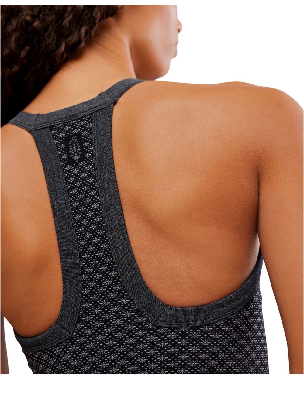 FP Movement Women’s All Clear V Neck Jacquard Cami in Black Holiday - Picture 3 of 8